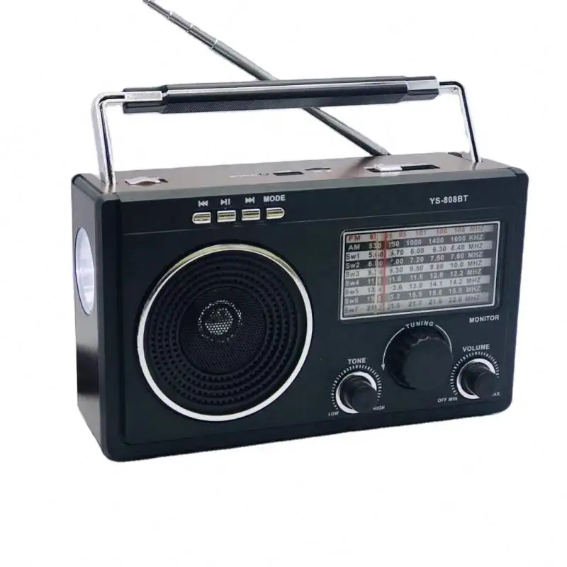 YS-808BT Radio Am Fm Portabel dengan Usb Radio Kotak Bass Luar Ruangan Isi Daya Dua Arah