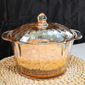 ガラス鍋2.2L耐熱調理用ガラスキャセロールギフトボックスキッチン高ホウケイ酸アンバーグラススープポット - Product Image 6