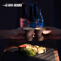 Tasse à café en céramique MHW-3BOMBER Winter 120ml sans anse, pour dégustation d'espresso et de thé, blanc gris, pour café et maison