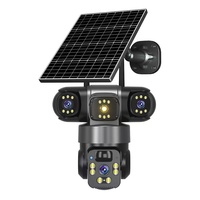 Caméra de surveillance extérieure 4G sans fil Wi-Fi V380 à triple objectif panoramique 360° de 3 mégapixels, alimentée par énergie solaire, avec fonction vocale