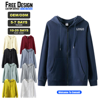 Sweat-shirts à capuche zippés personnalisés en molleton bouclette 300 GSM pour hommes, coupe oversize à épaules tombantes, unisexe, style streetwear