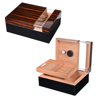 Humidor à cigares personnalisé en bois de cèdre avec humidificateur, hygromètre et fenêtre supérieure – Boîte de rangement en bois pour cigares