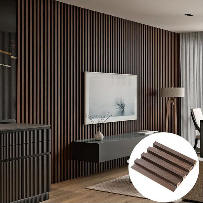 3D Fluted Indoor Decorative Wall Panel - Wooden Grain PVC WPC Cladding ...