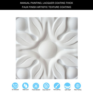 Faux <span class=keywords><strong>Peinture</strong></span> Panneau de <span class=keywords><strong>Plafond</strong></span> 3D En Relief PVC Panneaux Muraux pour Hôtel Mall Flower Boutique PL50 <span class=keywords><strong>Blanc</strong></span> <span class=keywords><strong>Mat</strong></span> - Product Image 4