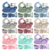 THEONE Ensemble de 9 pièces pour l'alimentation des bébés en silicone de qualité alimentaire sans BPA, en forme de crabe, bols, assiettes, bavoirs, design animal, couleur et logo personnalisés