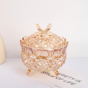 Bocal à bougies en cristal de verre pour le stockage des aliments, récipient/navire de bijouterie de cadeau de mariage de fête - Product Image 4