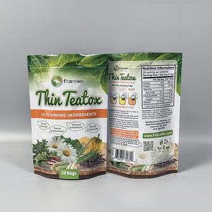 Sachet Doypack en plastique imprimé personnalisé avec fermeture zip refermable en Mylar <span class=keywords><strong>pour</strong></span> l'emballage de mélanges de thé <span class=keywords><strong>d</strong></span>étoxifiant, amincissant et aux herbes - Product Image 3