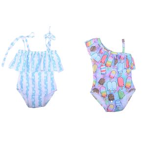 Combinaison <span class=keywords><strong>de</strong></span> <span class=keywords><strong>bain</strong></span> pour bébé fille à épaule oblique à imprimé léopard avec fermeture à boutons pression rose en gros - Product Image 6