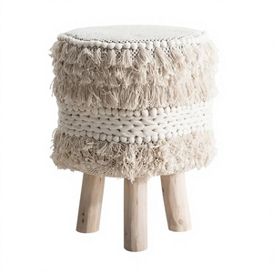 Pouf ottoman scandinave en coton fait main, repose-pieds, coussin de sol, siège, mobilier moderne à motif géométrique abstrait pour - Product Image 1