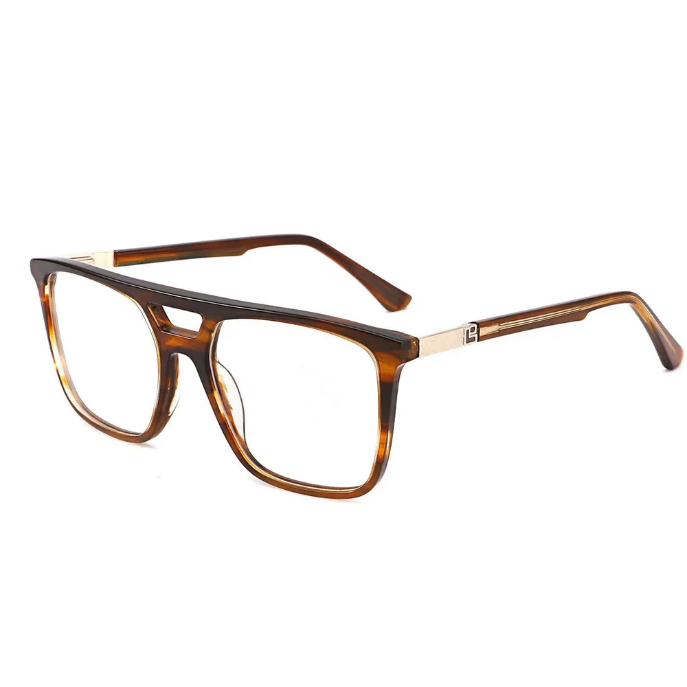 Meilleures ventes de lunettes à monture en acétate à double pont, cool et colorées, monture optique unisexe