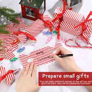 DIY Writeable Christmas Cracker <b>Gift</b> Boxes Red Striped Paper Candy Wrapping <b>Box</b>, Xmas Holiday Party Favor Mini Present Boxes - Product Image 4