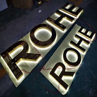 Letras LED Retroiluminadas de Acero Inoxidable Personalizadas, Letrero Acrílico 3D Iluminado, Letrero Publicitario con Luz para Fachada de Tienda