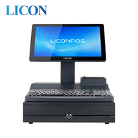 Ordinateur de point de vente de bureau LICON, caisse enregistreuse, écran LCD, système de point de vente tout-en-un, terminal avec imprimante/tiroir