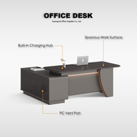 Bureau de direction de luxe, table moderne pour manager avec armoire de rangement pour espace de travail professionnel
