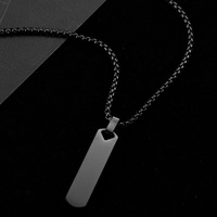 Collar de Barra Larga Geométrica Tridimensional Grabable con Nombre para Hombre, de Acero Inoxidable Simple