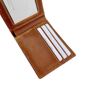 Boshiho Custom Logo Wholesale Genuine Cowhide Leather Branded Minimalist Slim Luxury Designer Bifold Men <b>Wallets</b> - Product Image 3