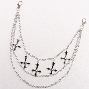 <b>Cross</b> Waist <b>Chain</b> Zinc Alloy Multi Layer Hip Hop Casual Pants <b>Chain</b> Red Inverted <b>Cross</b> Pendant - Product Image 6