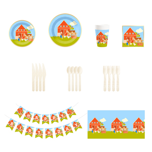 ชุดจานชามกระดาษลายสัตว์เลี้ยงในฟาร์ม DAMAI สำหรับงานเลี้ยงวันเกิดเด็ก ชุดอุปกรณ์บนโต๊ะอาหารแบบใช้แล้วทิ้ง พร้อมจานกระดาษ แก้วกระดาษ สำหรับงานปาร์ตี้ธีมฟาร์ม - Product Image 3