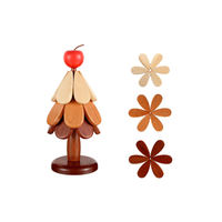 Ensemble classique de dessous-de-plat et de supports de plat en bois résistant à la chaleur, motif sapin de Noël, pour table à manger et plats chauds