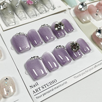 BETIFNAIL Faux ongles en acrylique faits main, design personnalisé, avec cristaux brillants et diamants, courts à moyens, à presser