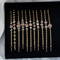 Bijoux fins porte-bonheur étanche plaqué or coloré Zircon pierre fleur feuille creux manchette gros Bracelet femmes