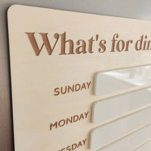 Pizarra blanca de borrado en seco grabada con láser personalizada para hacer la lista planificador de comidas semanal de madera con imanes - Product Image 4