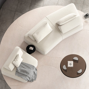 Light Luxury 4 Seat Sectional <b>Sofa</b> Set Upholstered Fluffy Chenille Fabric <b>Sofa</b> <b>Bed</b> Soft Pillows for Apartment Living Room - Product Image 4