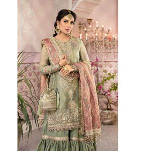 Superbe ensemble 3 pièces pour femme : Nouvelle robe de soirée pakistanaise et indienne en dentelle, idéale pour l'été et l'hiver - Product Image 3