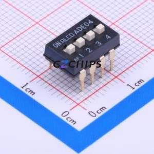 1825057-3 DIP Switch Through hole Component (THT) Switch Flat Toggle, Raised Type Single Pole Single Throw 4 PC Pin - Product Image 1