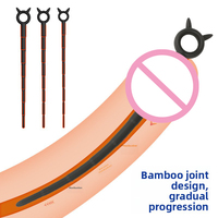 Sonde urétrale en silicone à joint en bambou, bâton de stimulation de dilatation du pénis avec anneau de traction, jouet sexuel BDSM pour la masturbation masculine