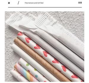 หลอดดูดน้ำแบบใช้แล้วทิ้ง บรรจุภัณฑ์แยกชิ้น ย่อยสลายได้ สำหรับเครื่องดื่ม กาแฟ นม ชา ขนาด 6 8 12 มม. หลอดหนา เกรดอาหาร ทำจากกระดาษ - Product Image 3