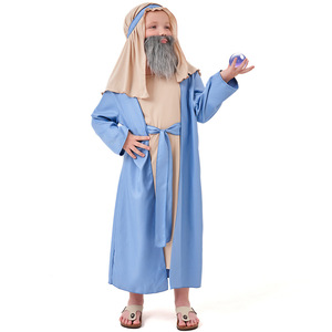 Túnica Azul Árabe, Disfraz de <span class=keywords><strong>Abuelo</strong></span> Marrón, Disfraz de Niño, Túnica de Súich, Disfraz de Fantasía, Ropa Árabe - Product Image 3