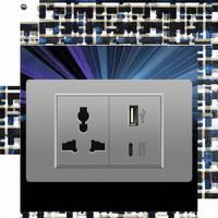 American Standard Série 118 Adaptateur de prise pour maison intelligente Double prise murale USB 3.1A Type-C 15A Pressostat de lumière 3.1A + 3.1A + 15A