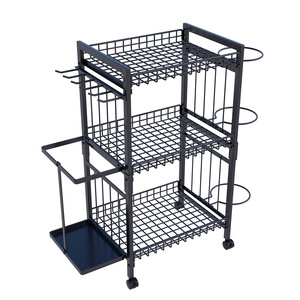 Carrello Multifunzionale per Attrezzature Sportive, Portaoggetti per Basket e Tappetini Yoga con Ripiano in Metallo, Imballato in Scatola - Product Image 1