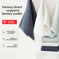 Serviette de bain en coton pur jacquard gaufré nid d'abeille pour le visage et les mains, séchage rapide
