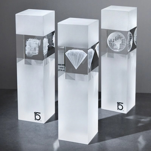 Frosted pha lê <span class=keywords><strong>Trophy</strong></span> với 3D khắc logo đánh bóng kính hình chữ nhật giải thưởng cho triển lãm sự kiện Công ty Nhân Viên Công nhận - Product Image 1