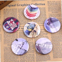 Badge rond en fer blanc de 58 mm moulé sous pression, fournitures en gros, motifs visage souriant, direct usine, épingle incluse, livraison gratuite