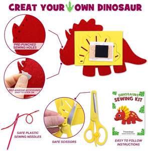 Kit di Cucito per Bambini, Giocattolo Educativo per Principianti con Dinosauri in Feltro, <span class=keywords><strong>Attività</strong></span> Fai-da-Te - Product Image 5