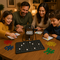 Jeu de Bingo Classique avec Cage Métallique, 75 Boules, Cartes et Marqueurs pour Fêtes de Famille, Logo Personnalisé OEM