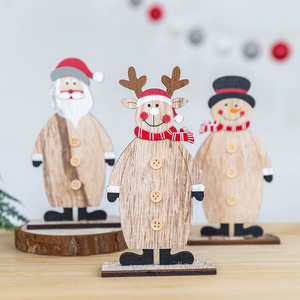 Ornements de table en bois avec Père Noël, bonhomme de neige et renne, décorations pour les comptoirs et les bureaux <span class=keywords><strong>des</strong></span> centres commerciaux - Product Image 1