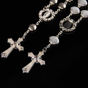 Pulsera de <span class=keywords><strong>Rosario</strong></span> con Cuentas Planas en Forma de Concha de Vieira de 8mm, Plateada en Plata Antigua, de Aleación Vintage - Product Image 5