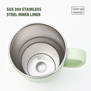 Mug isotherme portable moderne en acier inoxydable 304 à double paroi de 500 ml avec isolation thermique extérieure en PP, paille et poignée pour le <span class=keywords><strong>camping</strong></span> et le bureau - Product Image 4