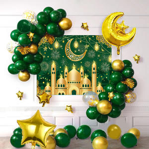 Guirnalda <span class=keywords><strong>de</strong></span> Globos Verdes y Dorados <span class=keywords><strong>de</strong></span> Eid Mubarak, Decoraciones <span class=keywords><strong>de</strong></span> Ramadán Kareem para el Hogar 2026, Decoración <span class=keywords><strong>de</strong></span> Fiesta del Festival Islámico Aid Moubarak - Product Image 1
