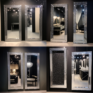Modern Custom <strong>Bathroom</strong> Salon Wall <strong>Mirror</strong> with Touch Switch Crystal Decor 4mm <strong>Silver</strong> <strong>Mirror</strong> Wall Mounted - Product Image 2