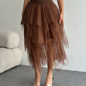 Summer Fashion High Waist <b>Midi</b> Mesh <b>Skirt</b> for Women Casual <b>Tulle</b> Bottom Casual Faldas Natural Casual Woman Clothes - Product Image 2