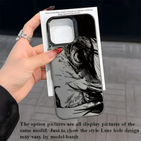 Coque de téléphone en TPU effet yeux d'anime/manga, noir mat, antichoc, avec peinture UV anti-traces de doigts et protection d'objectif pour 11-17