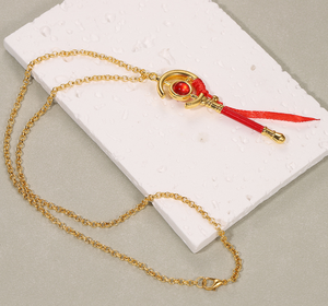 Portachiavi con Bacchetta Magica Ispirata a <span class=keywords><strong>Sailor</strong></span> <span class=keywords><strong>Moon</strong></span>, Accessori Cosplay <span class=keywords><strong>Anime</strong></span> Frieren, Collana con Ciondolo Rosso - Product Image 5