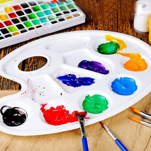 <span class=keywords><strong>Palette</strong></span> de plateau de peinture en plastique ovale classique avec trou pour le pouce pour adultes et enfants, peinture ou bricolage - Product Image 4
