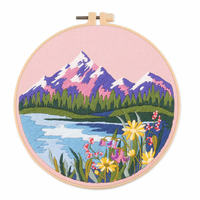 Kit DIY de broderie en point de croix avec fleurs somptueuses faites à la main, en fil de coton et tissu, sac inclus avec broderie anglaise transfrontalière