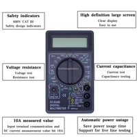 AC/DC Ammeter Voltmeter Ohm Alat Uji Listrik Meter Harga Terjangkau Multimeter Digital Bertenaga Baterai DT-830B dengan Kabel Uji